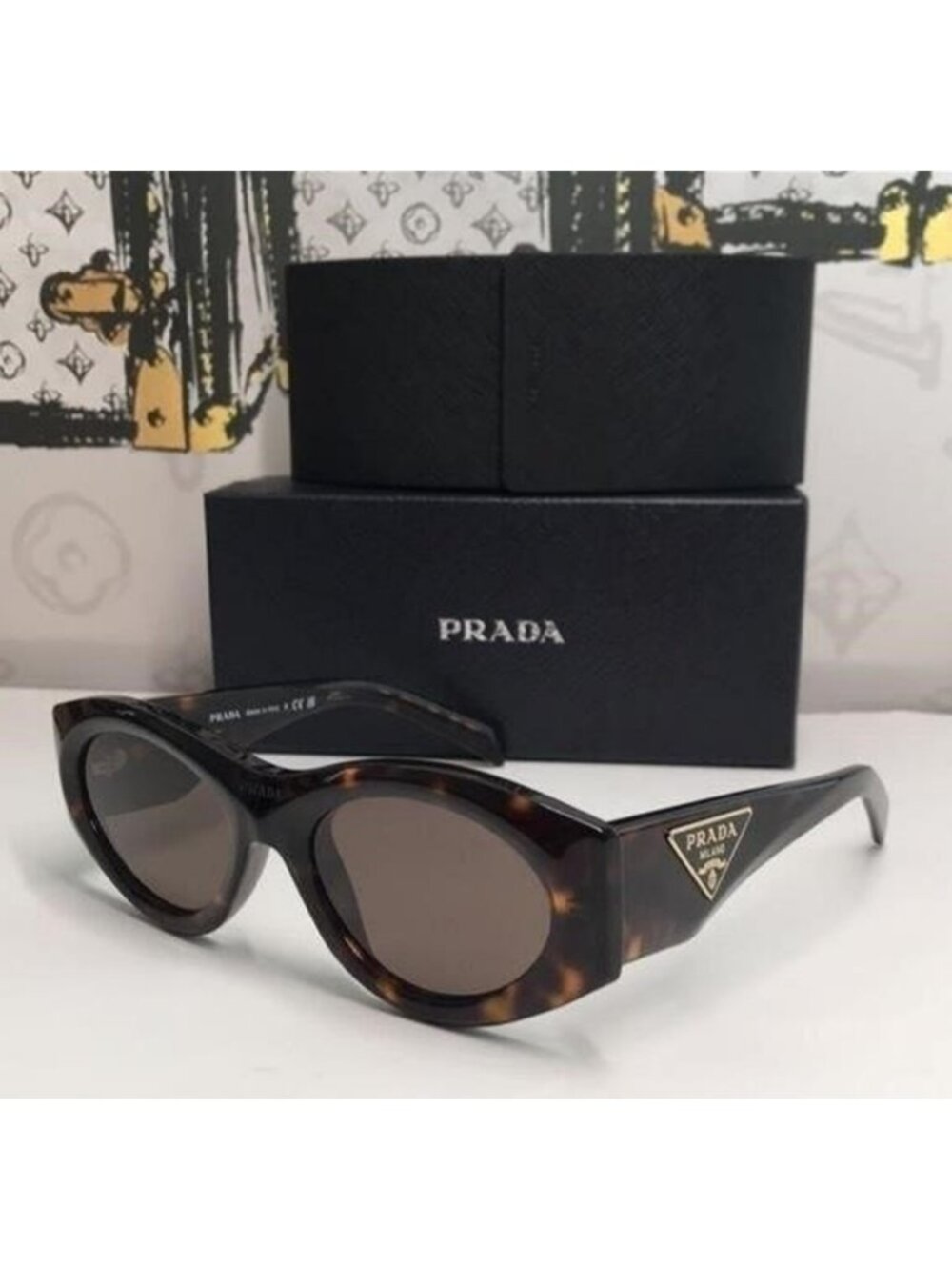 New Authentic Prada PR 20ZS Dark Brown Oval Ladies Sunglasses – 2AU06B 53 - Picture 8 of 12